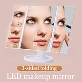 Lunara View – Driedelige opvouwbare make-up spiegel met LED-verlichting