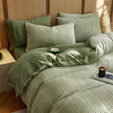 Velvona - Minimalistisch Fluwelen Bedtextiel met Golvend Patroon