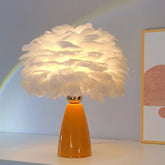 VeerLicht - Keramische Tafellamp met Veer Lampenkap en LED Lamp