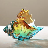 AmberWave - Handgeblazen Glazen Schelp Beeldje voor Interieurdecoratie