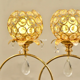 LuxeGlow - Dubbele Cirkel Kandelaar met Hangende Kristallen