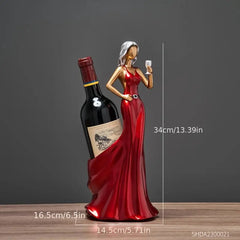 Red Elegance - Dame in Rode Wijnwieg Kunstwerk