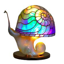GlowMushroom – Vintage Tafellamp met Kleurrijk Glas