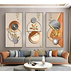 FloraLux - 3D Gouden Bloem Canvas Kunst