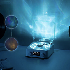 Wavescape - Retro Bluetooth Platenspeler met 360° Geluid en Sfeerverlichting