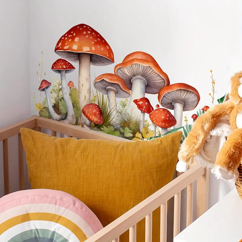 Mushroom Bloom - Cartoon Paddestoel & Bloemen Muurstickers