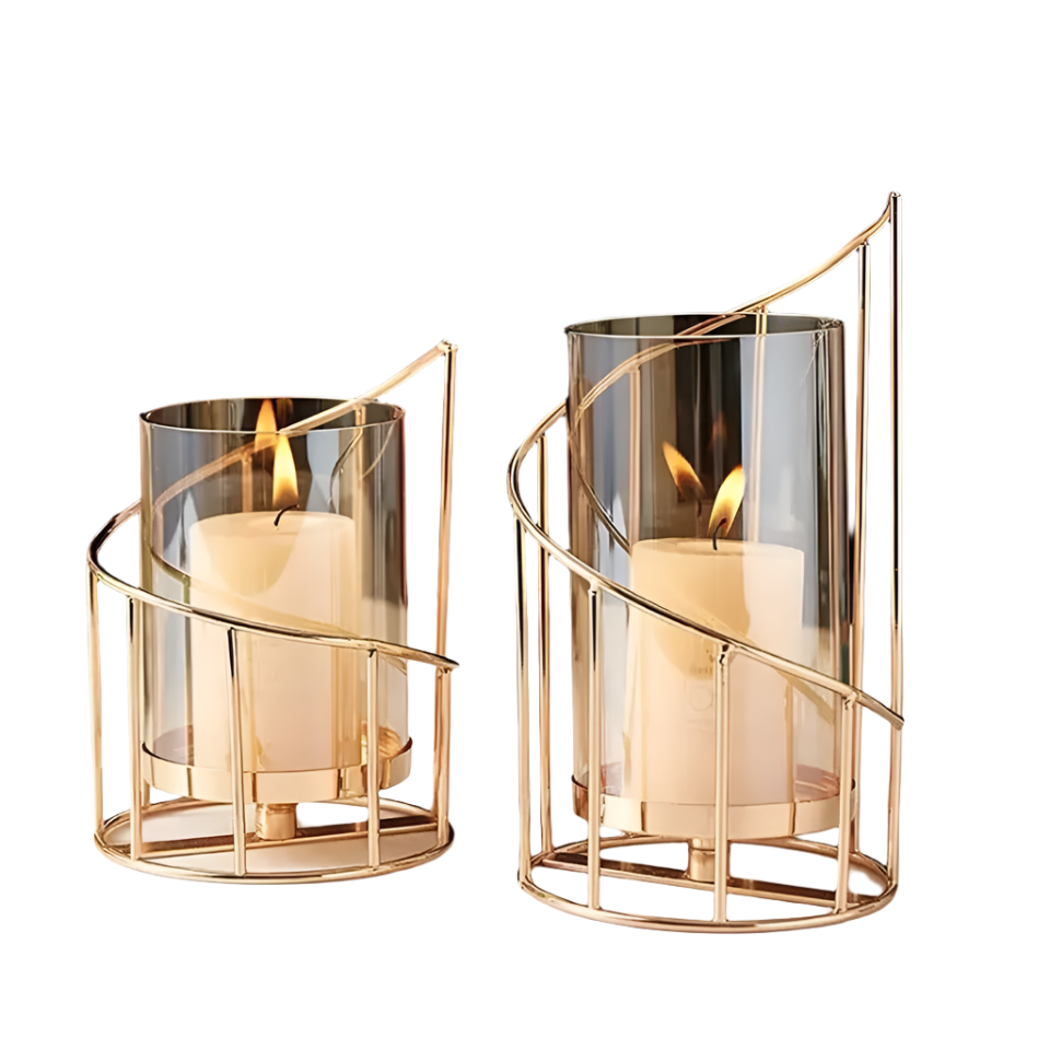 AuraGlow - Spiraalvormige Kandelaars met Glazen Kap