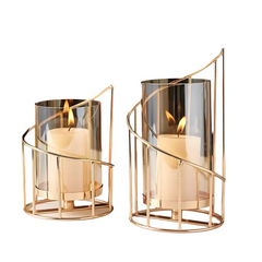 AuraGlow - Spiraalvormige Kandelaars met Glazen Kap