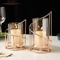 AuraGlow - Spiraalvormige Kandelaars met Glazen Kap