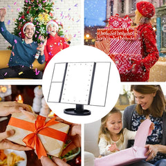 Lunara View – Driedelige opvouwbare make-up spiegel met LED-verlichting