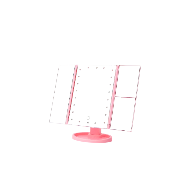 Lunara View – Driedelige opvouwbare make-up spiegel met LED-verlichting