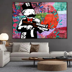 VibeCraft - Alec Monopoly Gun Abstract Canvas Art