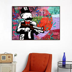 VibeCraft - Alec Monopoly Gun Abstract Canvas Art