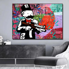 VibeCraft - Alec Monopoly Gun Abstract Canvas Art