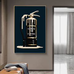 Luxe Vlam - Gouden en Zwarte Brandblusser Kunstprint