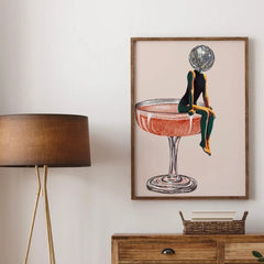 DiscoVibe - Retro Disco Bal Tijger Meisje Canvas Poster