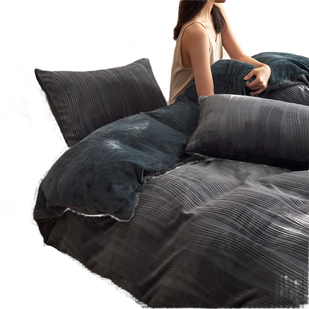 Velvona - Minimalistisch Fluwelen Bedtextiel met Golvend Patroon