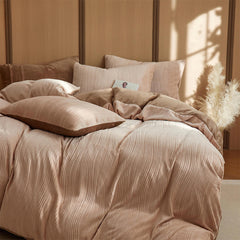 Velvona - Minimalistisch Fluwelen Bedtextiel met Golvend Patroon