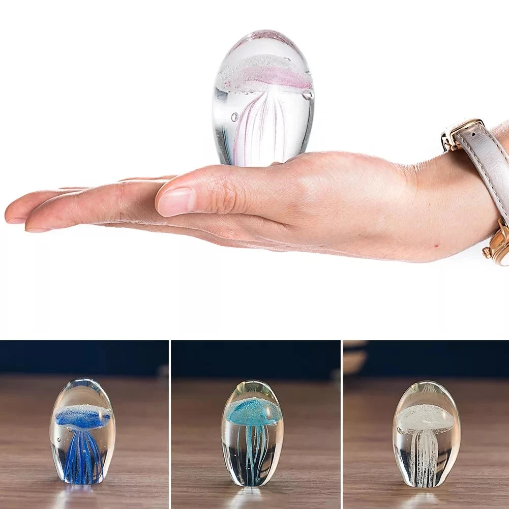 AquaGlow - Handgemaakte Jellyfish Paperweight