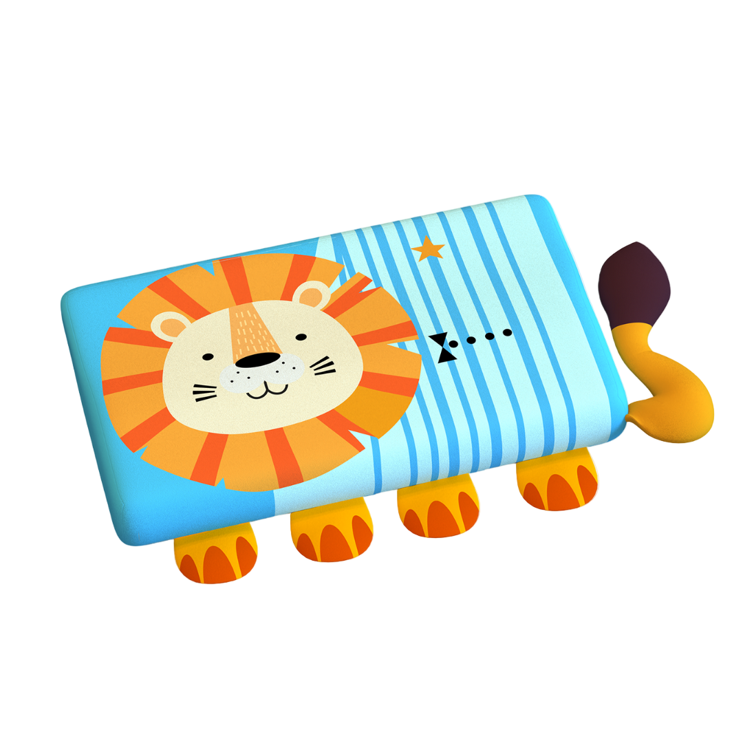 LionHug - Kinderkussen met Friemeldetails en Leeuw Design