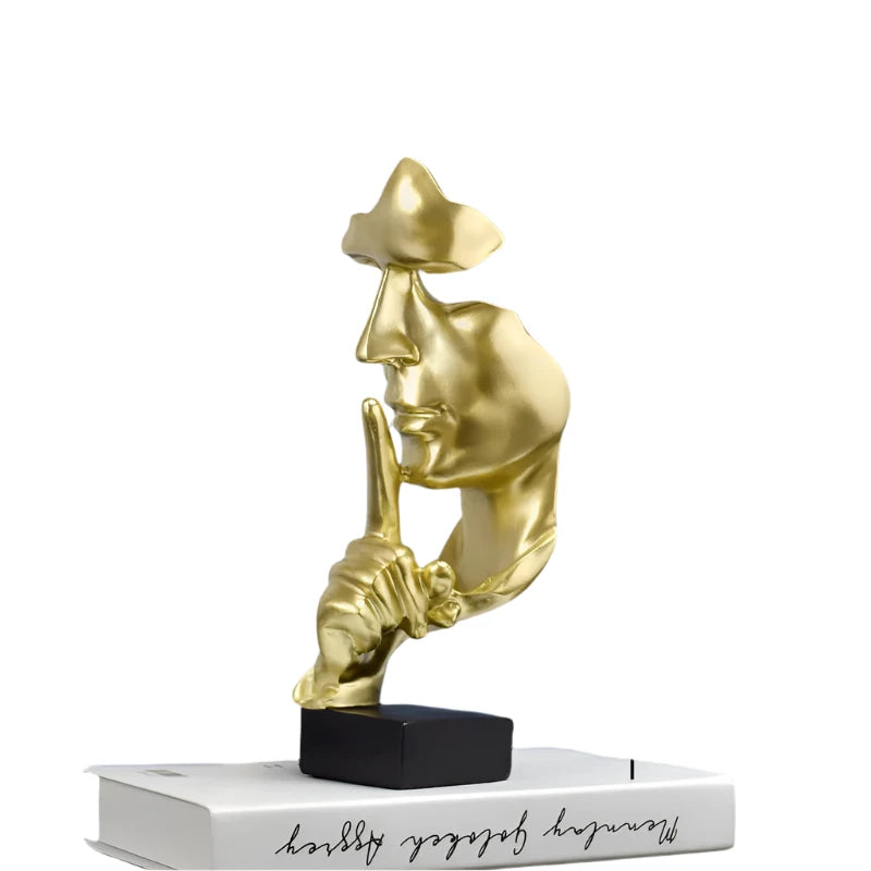 Silence is Gold - Denker Beeld, Artistiek Resin Beeldhouwwerk