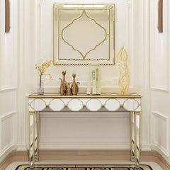 Reflexa - Vierkante Decoratieve Wandspiegel met Gouden Rand