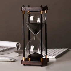 Timeloft - Vintage Houten Zandloper Timer met Metalen Accenten