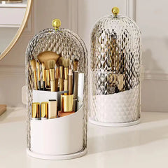 SpinOrganize - 360° Roterende Make-up Borstelhouder met Deksel & 3 Compartimenten