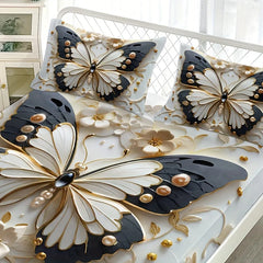 Auralyn – 3D Vlinder Hoeslaken Set voor Slaapkamer