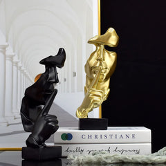 Silence is Gold - Denker Beeld, Artistiek Resin Beeldhouwwerk