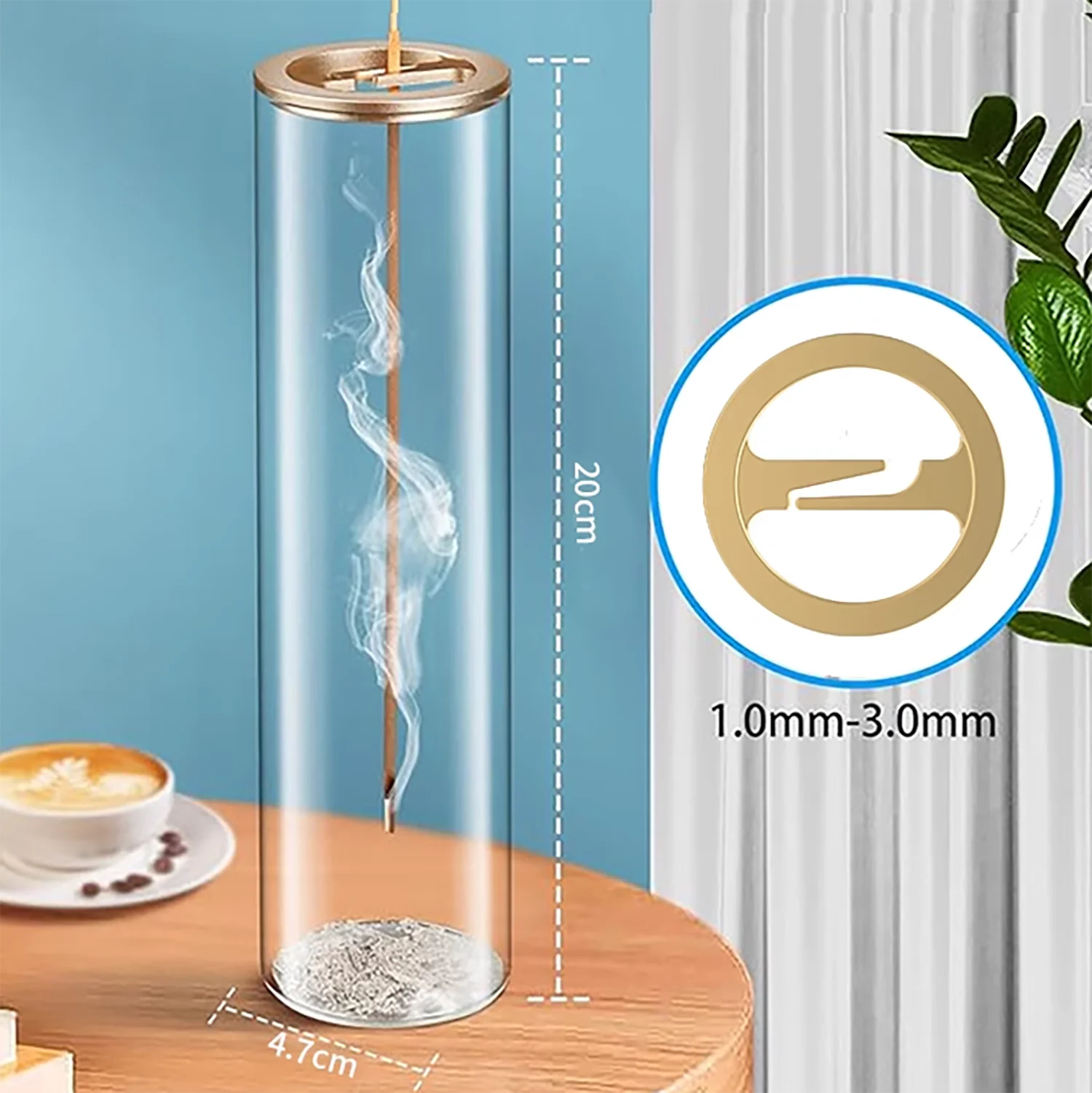ZenMist - Modern Glazen Wierookhouder met Verwijderbare Asvanger