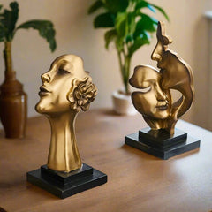 Sculptura - Gouden Sculptuur Gezicht voor Elegante Interieurs