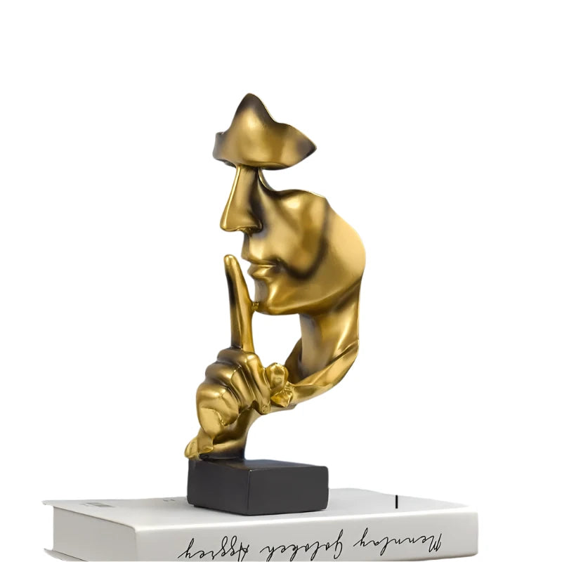 Silence is Gold - Denker Beeld, Artistiek Resin Beeldhouwwerk
