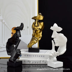 Silence is Gold - Denker Beeld, Artistiek Resin Beeldhouwwerk