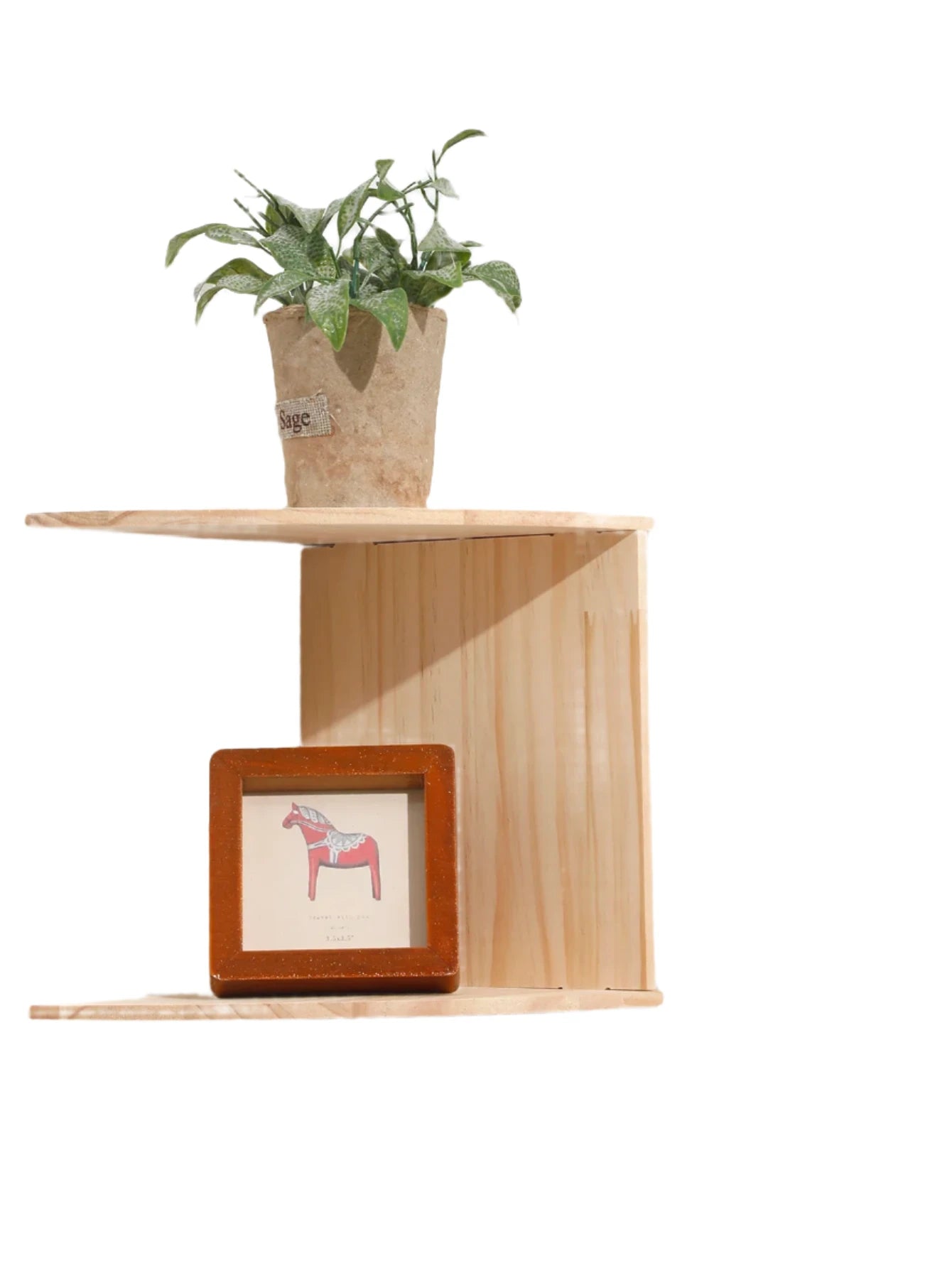 Burlywood - Houten Hoekplank voor Woonkamer en Boho Woondecoratie