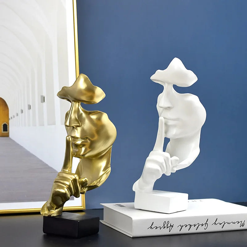 Silence is Gold - Denker Beeld, Artistiek Resin Beeldhouwwerk