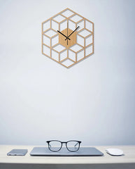 Bamboo Time - Polygonale Kubus Wandklok