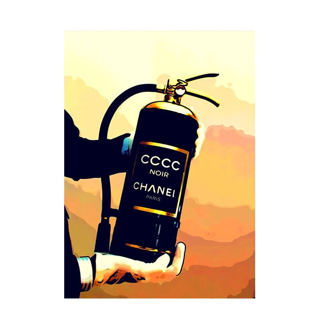 Luxe Vlam - Gouden en Zwarte Brandblusser Kunstprint