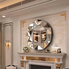 Lumière Spiegel - Moderne Ronde Wandspiegel met Driehoekige Zilveren Rand