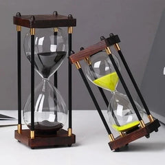 Timeloft - Vintage Houten Zandloper Timer met Metalen Accenten