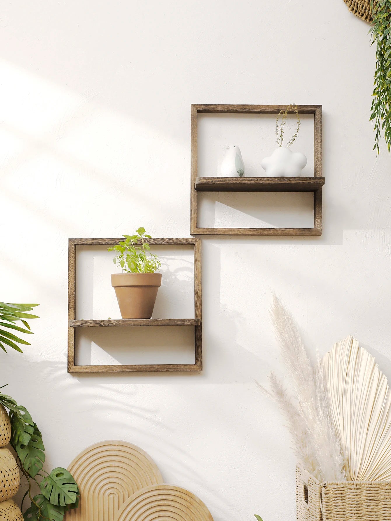 WoodenAura - Zwevende Rustieke Plank voor Wanddisplay