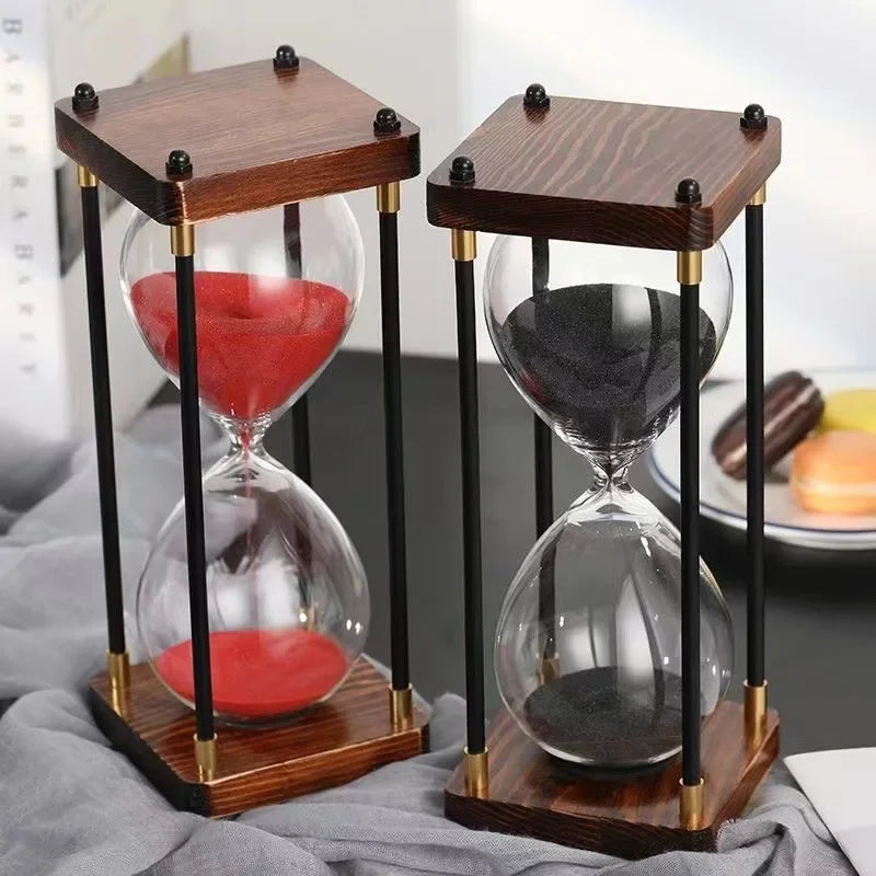 Timeloft - Vintage Houten Zandloper Timer met Metalen Accenten
