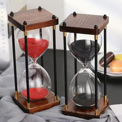 Timeloft - Vintage Houten Zandloper Timer met Metalen Accenten