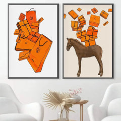 LuxeParis - Abstracte Mode Paard Canvas Kunst voor de Woonkamer
