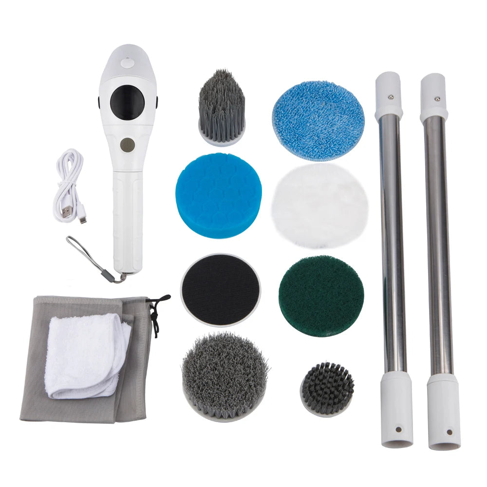 Brusva – Krachtige Draadloze Schrobborstel met 8 Functies voor Eenvoudig Schoonmaken