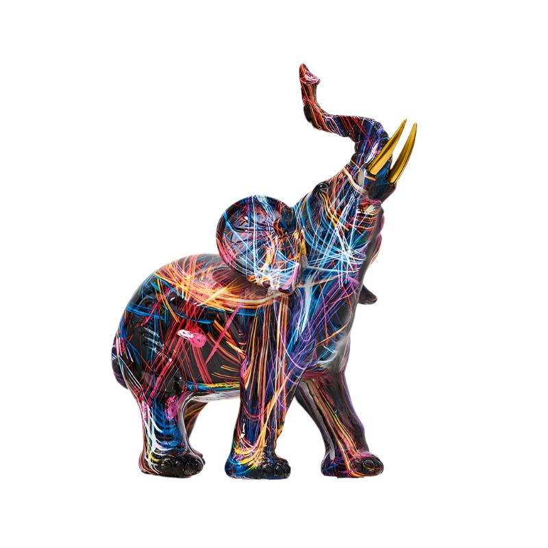 Olifantencharme - Noordse Beschilderde Resin Beeld