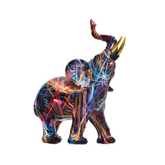 Olifantencharme - Noordse Beschilderde Resin Beeld