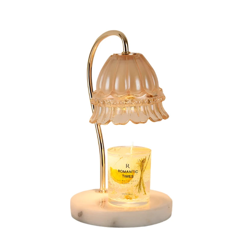 BloomGlow - Elegante Bloemvormige Wax Smeltlamp met Marmeren Basis