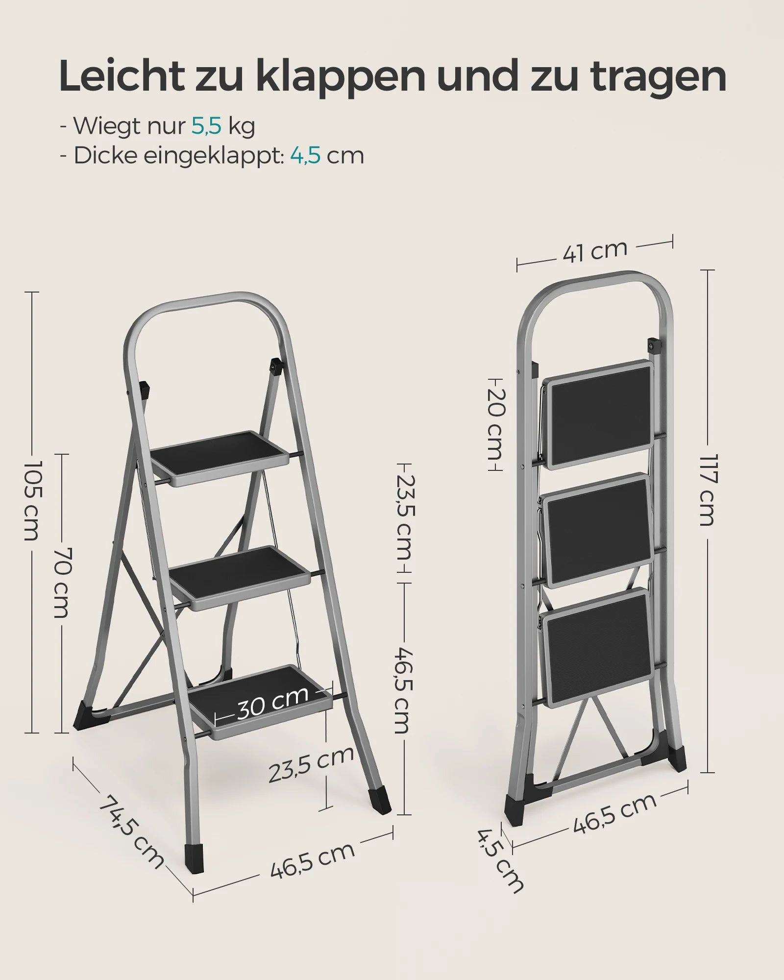 Ascenda – Compacte Huishoudladder met Extra Grip en Veiligheidsfunctie
