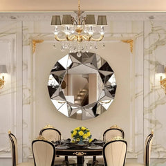 Lumière Spiegel - Moderne Ronde Wandspiegel met Driehoekige Zilveren Rand